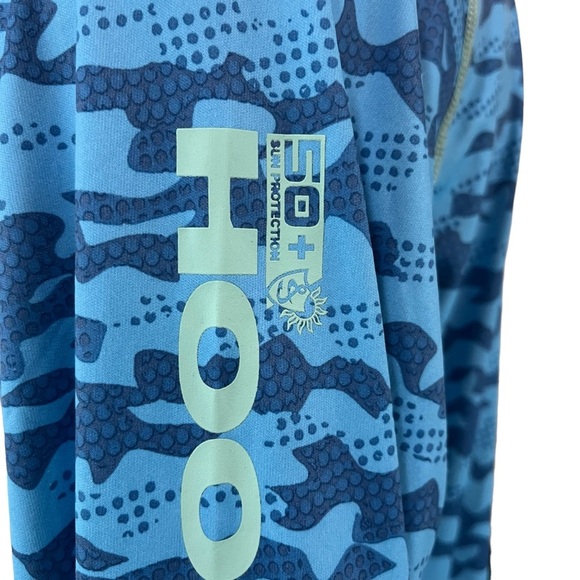 Hook & Tackle Shirt Mens Medium UPF 50+ Aqua Blue Camouflage T-Shirt (362) - Picture 6 of 10